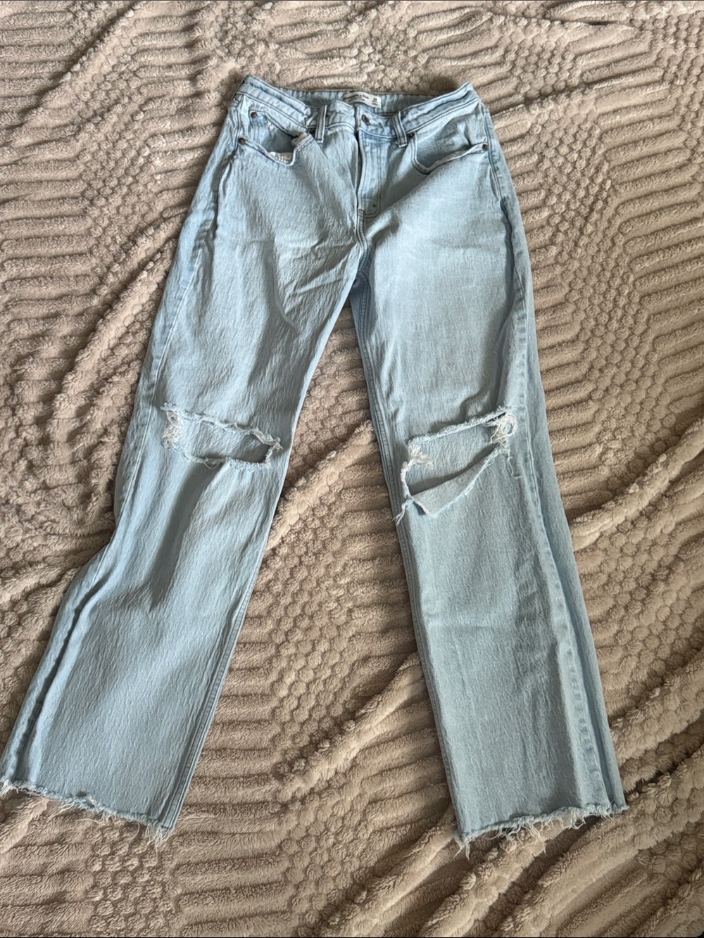Abercrombie & Fitch Light Wash Ripped Flare Jeans